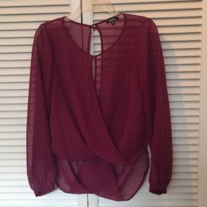 Xoxo sheer burgundy blouse